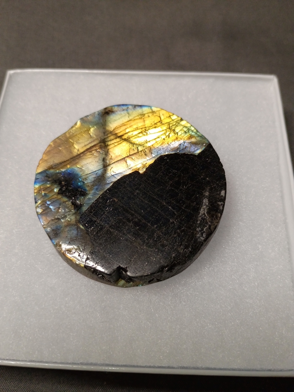 Labradorite Decorative Stone Display - Black and Gold